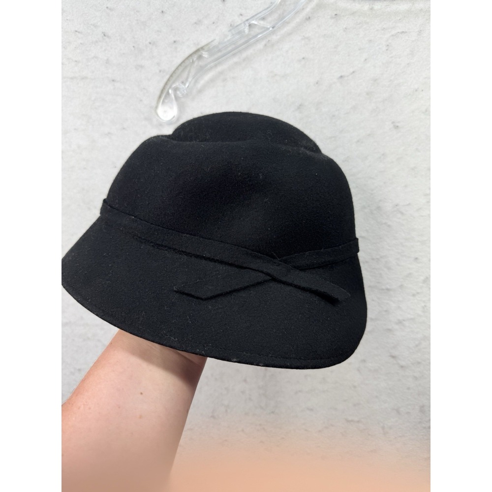 Made in Italy Cashmere Bucket Hat Women S Black 100% Wool 20s Flapper Elegant - Picture 3 of 8
